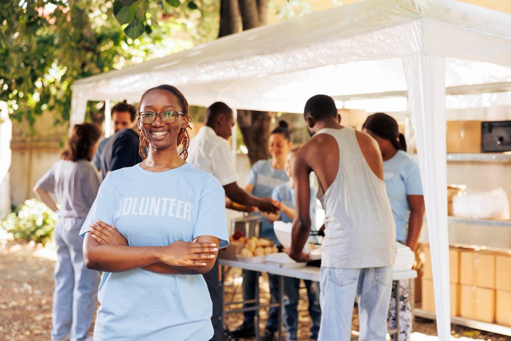 Community charity campaign stock photo